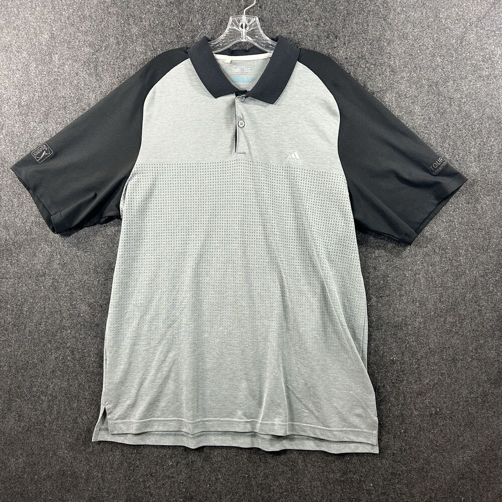 Adidas Climacool Polo Shirt Men’s Extra Large Gray Black Performance Golf